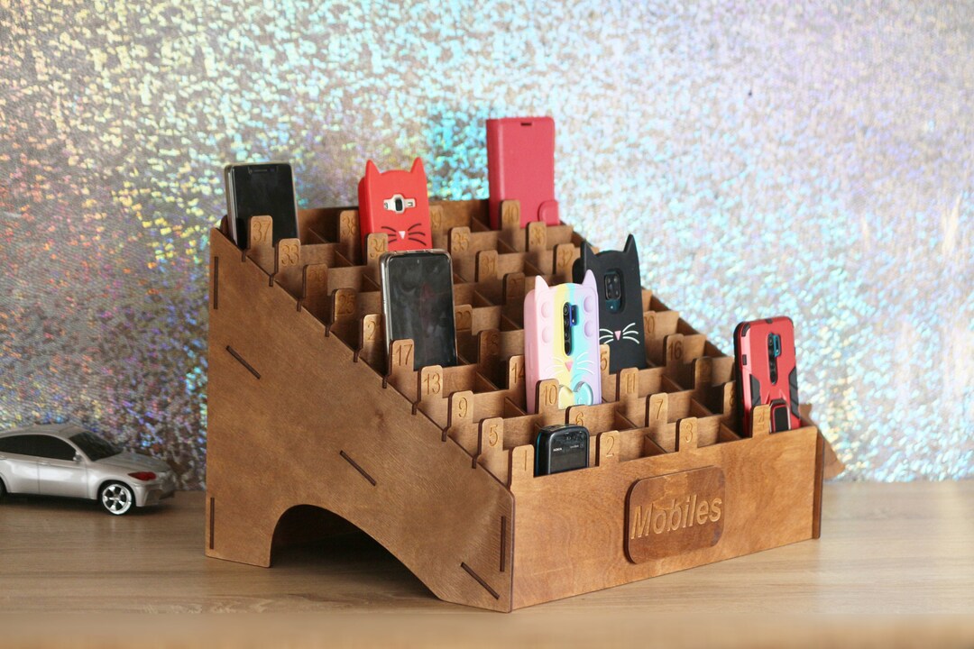 Wooden Multi Cell Phone Holder Desk Organizer Classroom Etsy