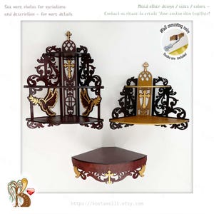 Wooden Iconostasis Corner Shelf – Christian Orthodox Catholic Home Altar Display Religious Gift Shrine