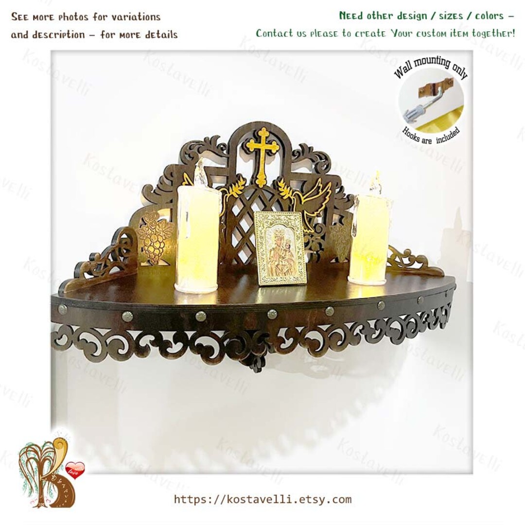 Wooden Shelf Display Christian Altar Catholic Orthodox Prayer Wall ...