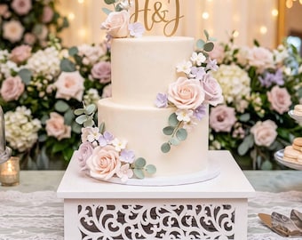 Soporte para pasteles de madera blanca: Exhibidor de postres, soporte para cupcakes de boda