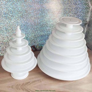 Wooden Macaron Tower Stand – 5 to 10 Tier White Dessert Display for Weddings, Parties & Events | Elegant Macaron Holder for Sweet Tables
