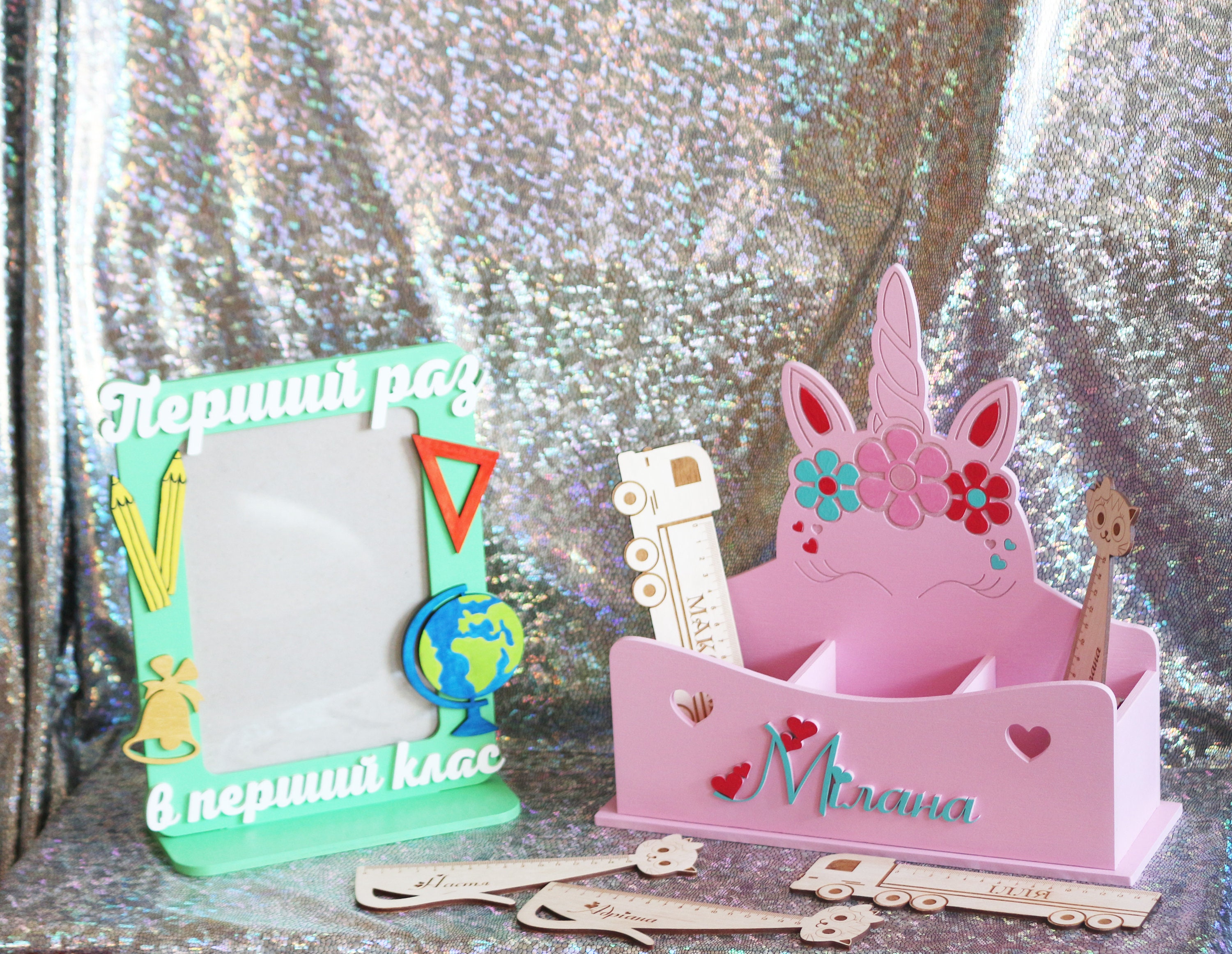 Wood Desk organizer pink Unicorn kids gift Back to school Etsy