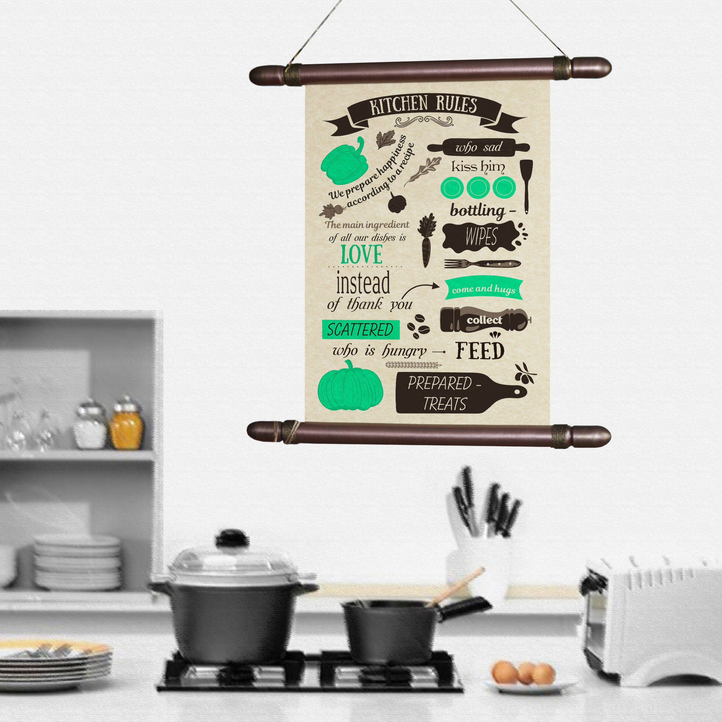 Scroll Poster Küchendruck Schriftrolle Küchenkunst | Etsy