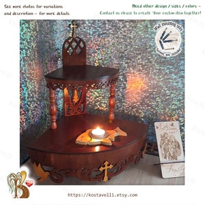 Wooden Corner Altar Shelf: Christian Orthodox Home Icon Display