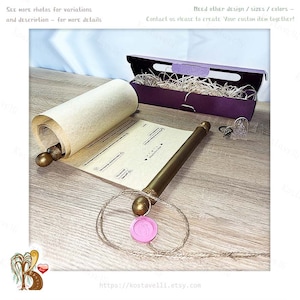 Customized scroll rolled on wood rods Wedding vows him her Love letter Valentines Anniversary Shower Engagement Greeting card Wall hang Art