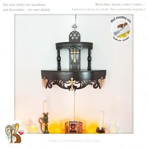 Handmade Wooden Corner Shelf Altar: Christian Orthodox Iconostasis