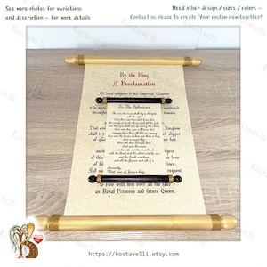Custom paper scroll wooden rod rolled Wedding vows him her Love letter Valentines Anniversary Shower Engagement Greeting card Wall print Art