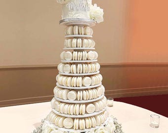 Wooden Macaron Tower Cake Stand – Rustic Dessert Display Holder for Weddings, Birthdays, Showers & Celebrations