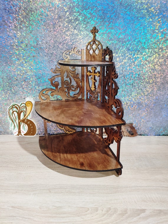 Wooden Corner Shelf Home Altar Catholic Custom Wood Shelf Etsy