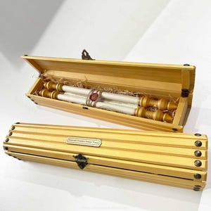Gold wooden gift case box for paper scroll