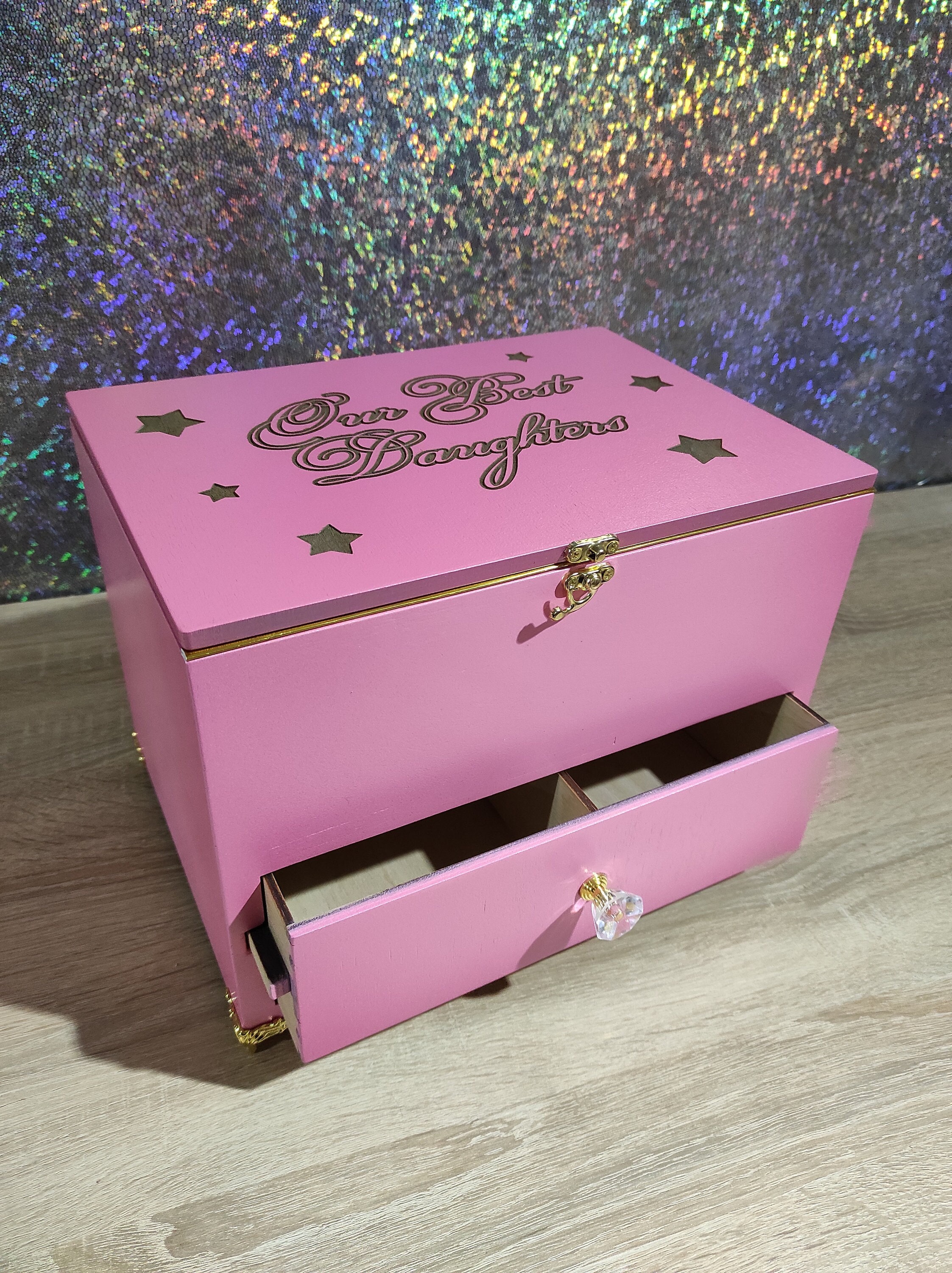 Personalised Hair Bow Box Storage Box Keepsake Box Nursery Decor Bedroom  Ideas Baby Girl Box for Hair Bows Glitter Hair Bow Rose Gold 