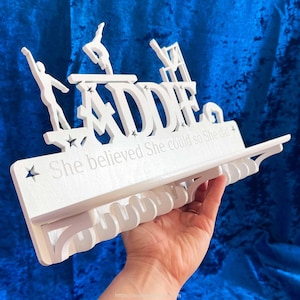 Personalized Medal Holder with Trophy Shelf: Custom Name Wooden Awards Rack