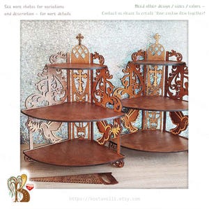 Wooden Corner Altar Shelf: Christian Home Decor, Orthodox Icon Stand