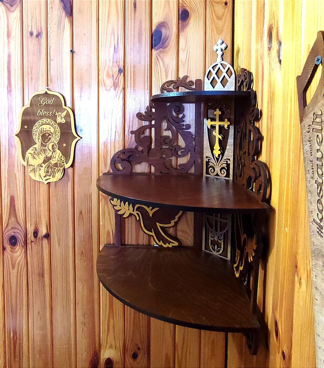 Wooden Corner Shelf for Icons Catholic Home Altar Christian Home Altar Wall Wood Shelves Wooden Altar Corner Altar Custom Cathedral Icon Etsy