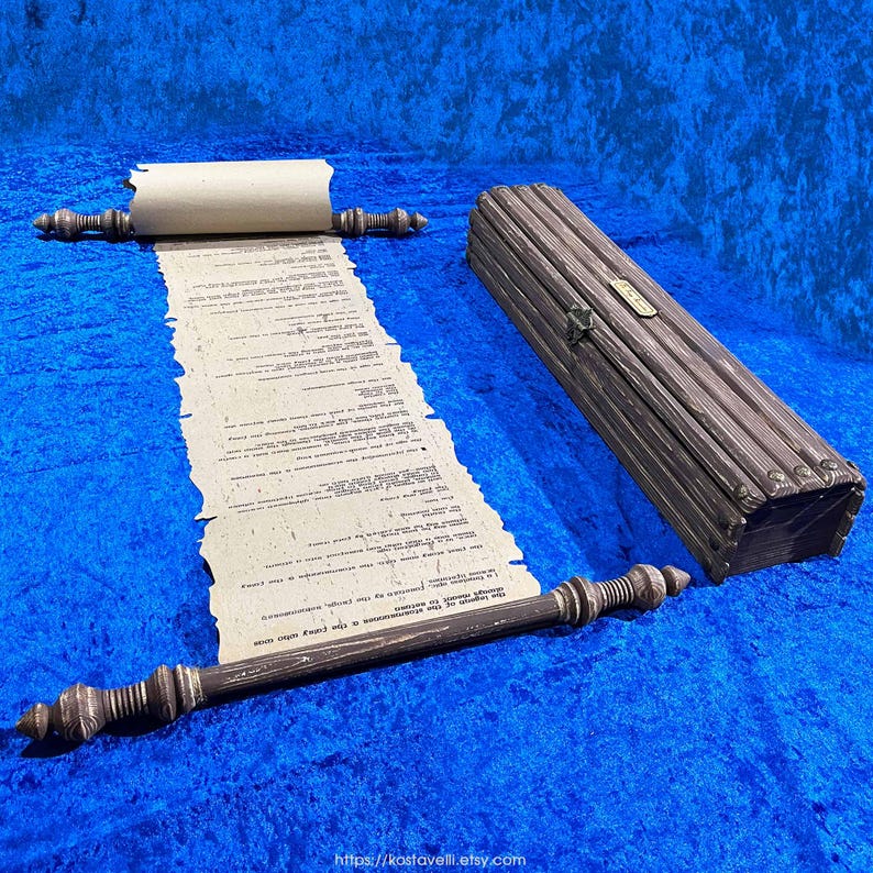 Rustic wooden gift box for medieval paper scroll