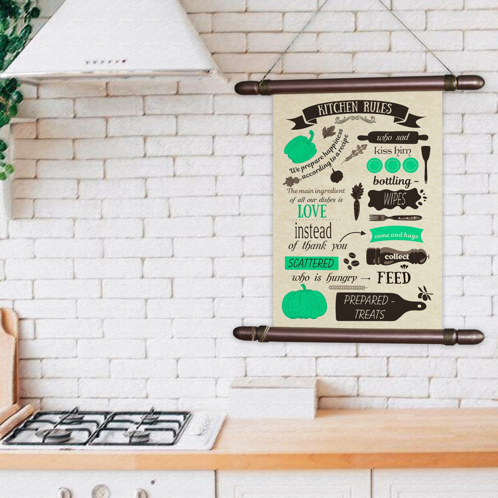 Scroll poster kitchen print scroll Kitchen art Dining Etsy