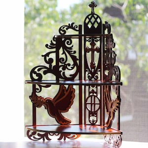 Handcrafted Wooden Corner Shelf for Icons: Christian Home Altar