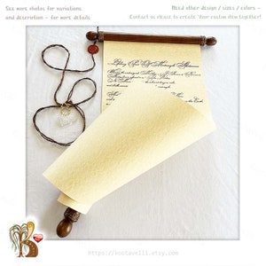 Custom Paper Scroll card wood rod Wedding vows him her Love letter Valentines Anniversary Shower Engagement Greeting card Art Wall hanging