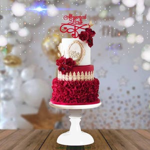 Support à gâteaux en bois blanc : présentoir à desserts de mariage moderne (8 à 14 pouces)
