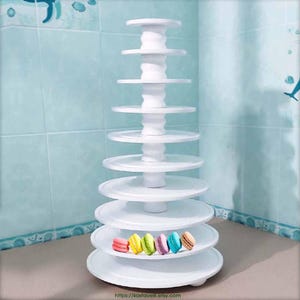 10-Tier Wooden Macaron Tower with Cake Stand – Dessert Display for Wedding, Birthday, Showers & Celebrations