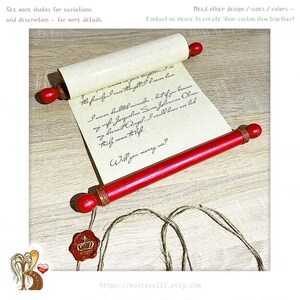 Paper Scroll Custom Love letter card wood rods Valentines Anniversary Wedding vows him her Shower Engagement Greeting card Art Wall hanging