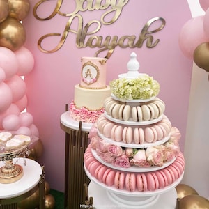 Rustic Wooden Macaron Tower: 5-10 Tier Dessert Stand