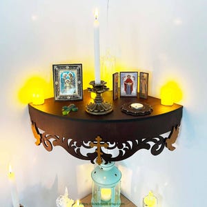 Wooden Corner Altar Catholic Christian Orthodox Prayer Floating Display ...
