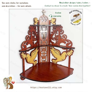 Wooden corner shelf LED light Catholic home altar icons Christian prayer Wall wooden shelves, Orthodox corner altar home prayer area office