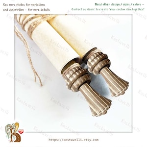 Custom scroll rolled turned wood rod Medieval Wedding vows him her Love letter Valentines Engagement Anniversary gift Greeting card Wall