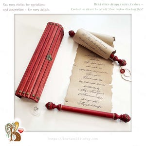 Medieval Paper Scroll Ancient Wedding Anniversary Engagement Poem Myth Love Letter Authentic Handmade Greeting Card Rolled Turned Wood Rods