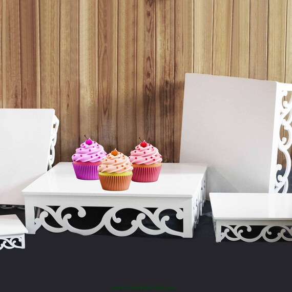 White Wooden Cupcake Stand: Square Dessert Display