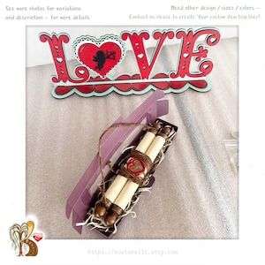 Custom Paper Scroll Anniversary Love letter card wood rods Valentines Wedding vows him her Shower Engagement Greeting card Art Wall hanging
