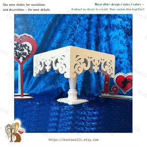 Square Wood Cake Stand: Pedestal Cupcake Dessert Display