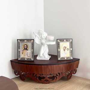 Wooden Corner Shelf: Floating Display for Home Decor