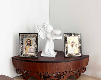 Wooden Corner Shelf: Floating Display for Home Decor