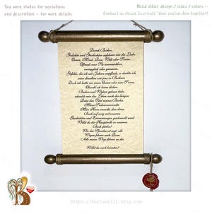 Custom scroll Love letter Valentines Anniversary rolled scrolls on wooden rods Shower Engagement Greeting card Wall Wedding vows for him her