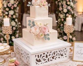 Square Wooden Cake Stand: Wedding Cupcake Dessert Display