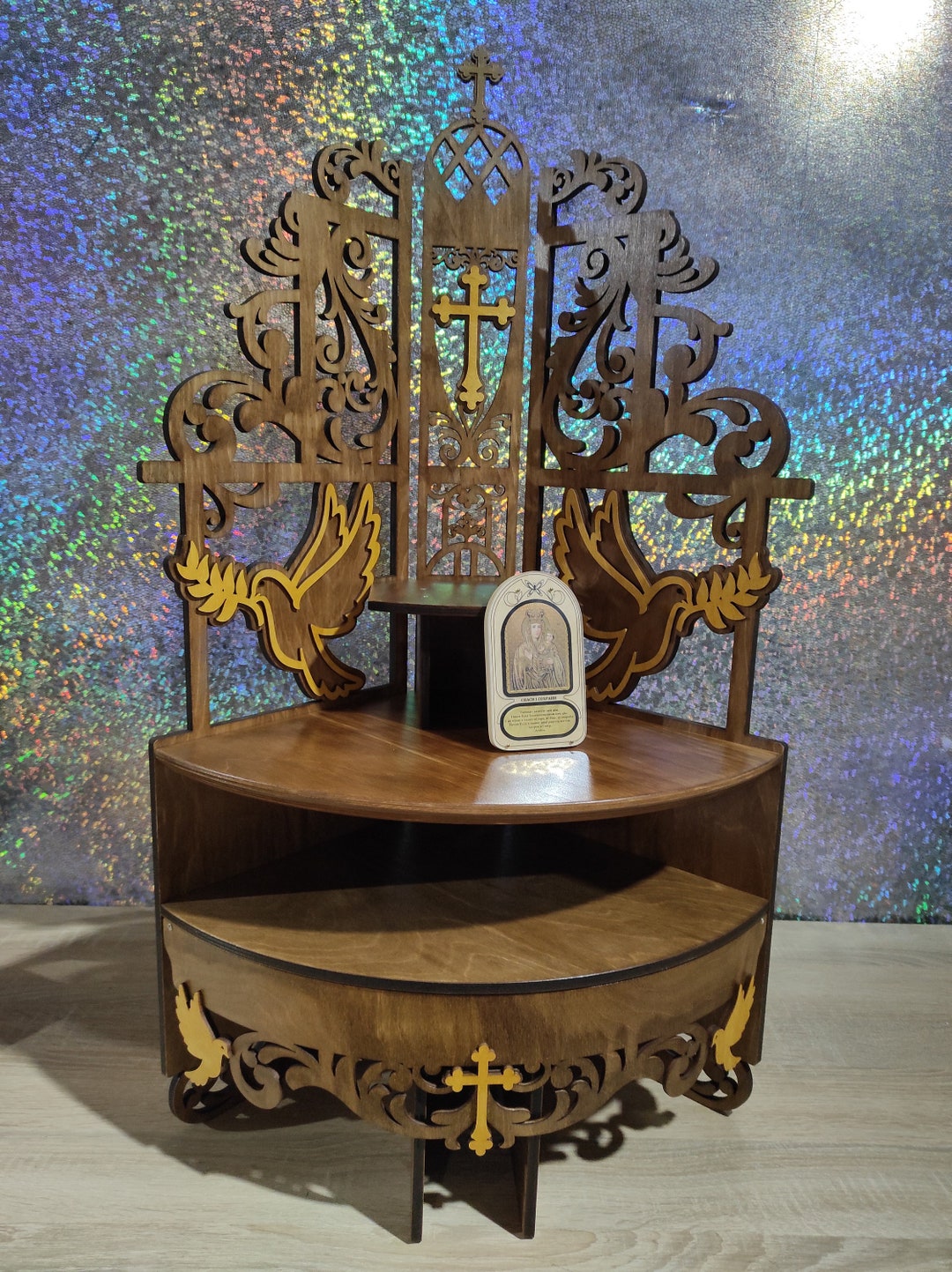 Wooden Corner Shelf Floor Shelf Wood Shelf for Statues Bible Etsy