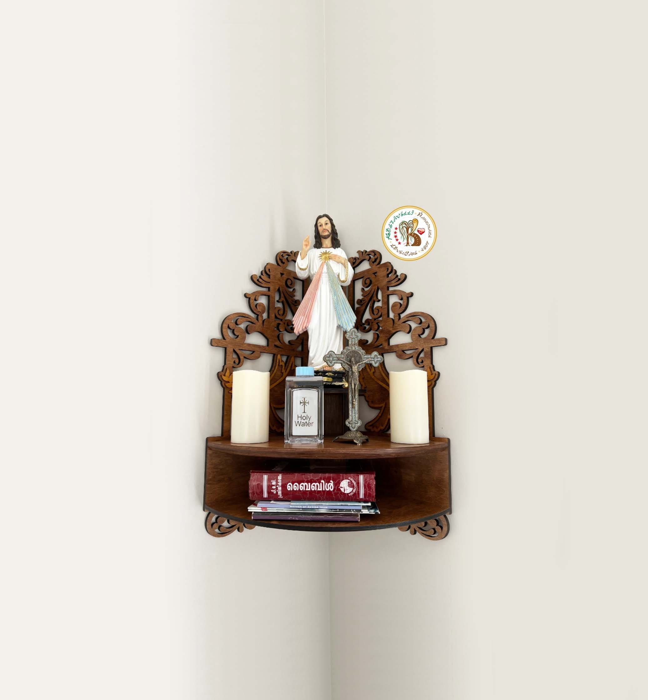 Catholic Altar Orthodox Icon Corner Shelf Wood Prayer Corner Etsy