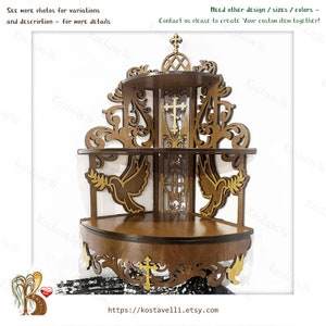 Wooden Corner Shelf for Icons: Catholic Orthodox Home Altar