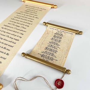 Lettera d&#39;amore su rotolo di carta, promesse nuziali personalizzate, poesia scritta a mano personalizzata, regalo in pergamena calligrafica