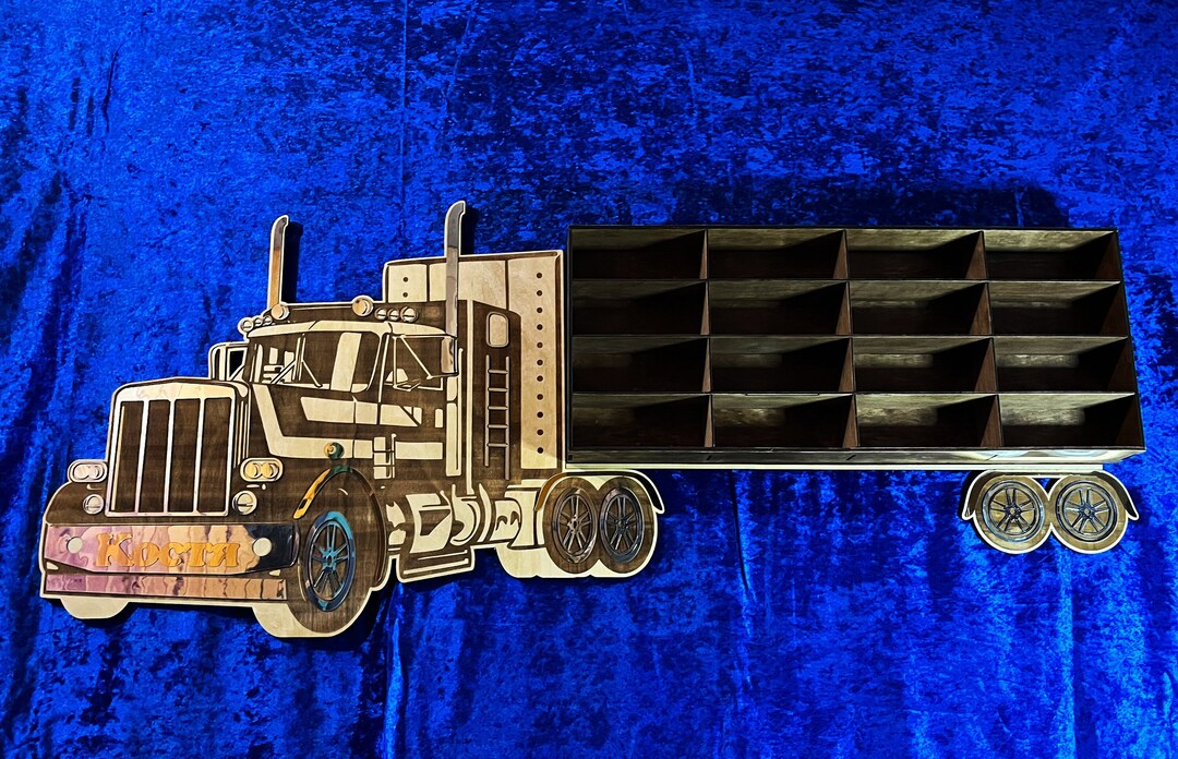 Car Toy Storage Truck Wood Wall Display Shelf Truck Toy Organizer Kids