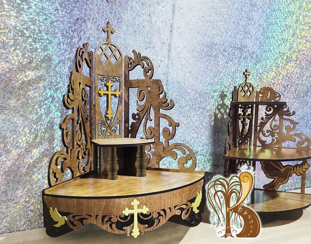 Home Altar Catholic Wooden Corner Shelf for Statues Icons Etsy
