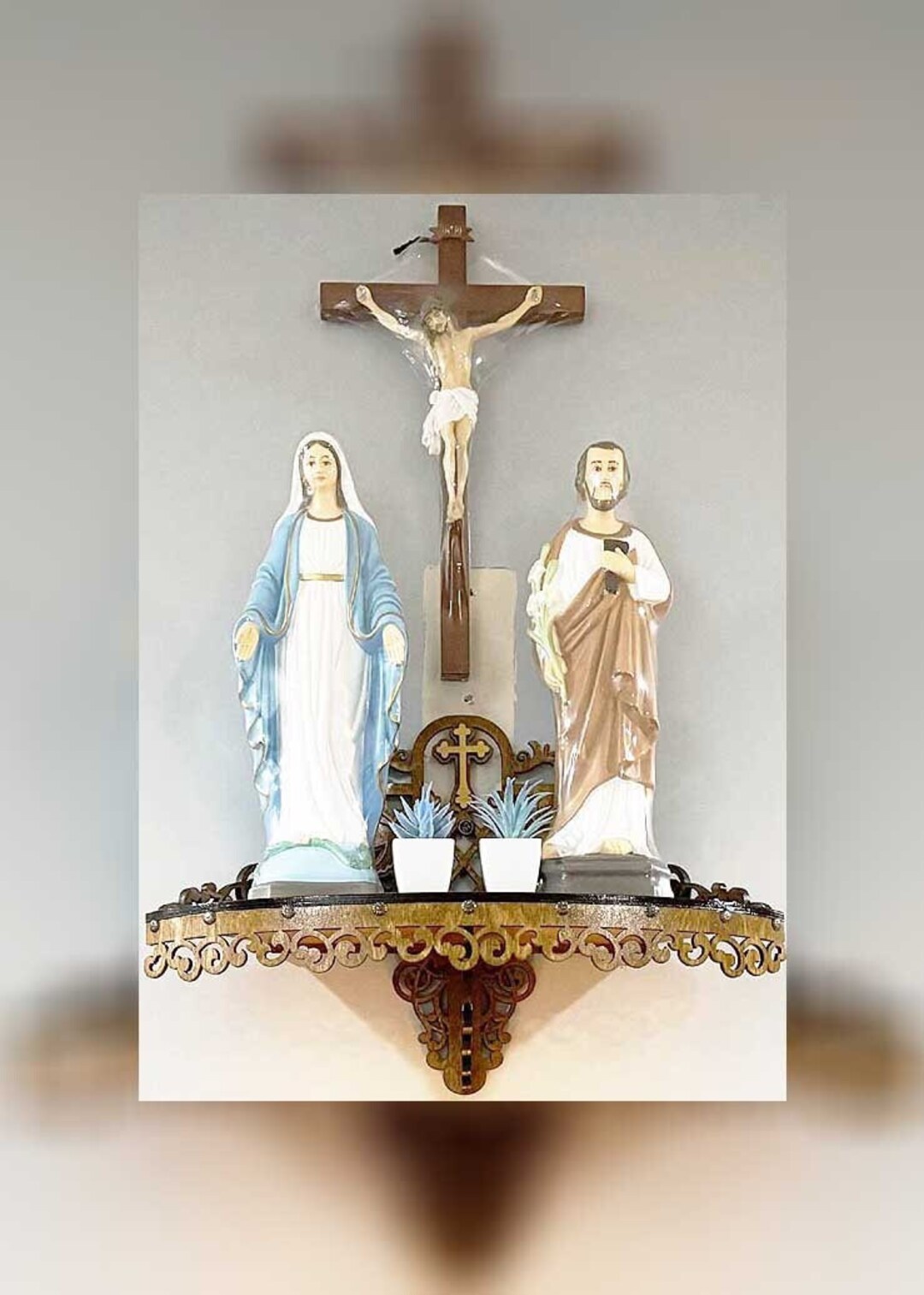 Wall Shelf Display Statues God Virgin Christian Altar Catholic Orthodox