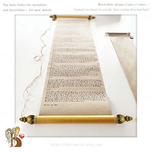 Rollo de papel largo con varillas de madera y sello de lacre: Votos matrimoniales, carta de amor, regalo de aniversario, tarjeta de felicitación de compromiso, impresión artística de pared.
