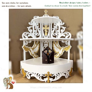 Handmade Wooden Corner Altar Shelf: Christian Orthodox Catholic Home Shrine