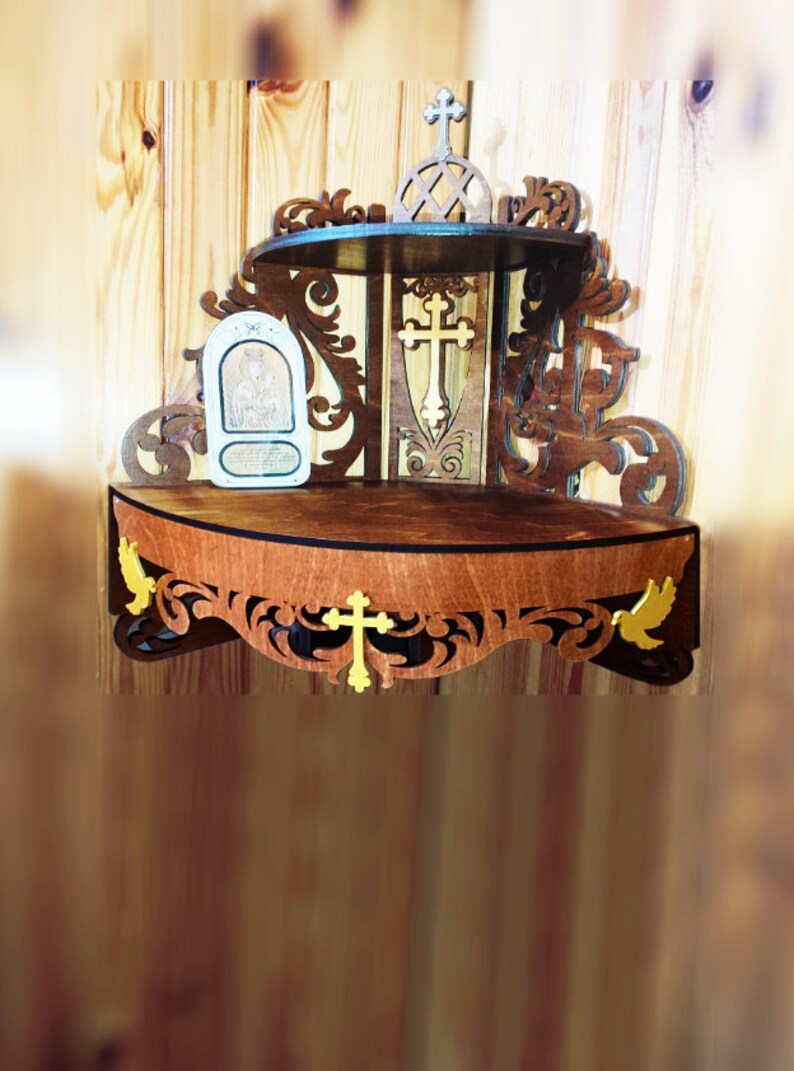 Wooden Corner Shelf Altar Display Christian Catholic Orthodox Etsy