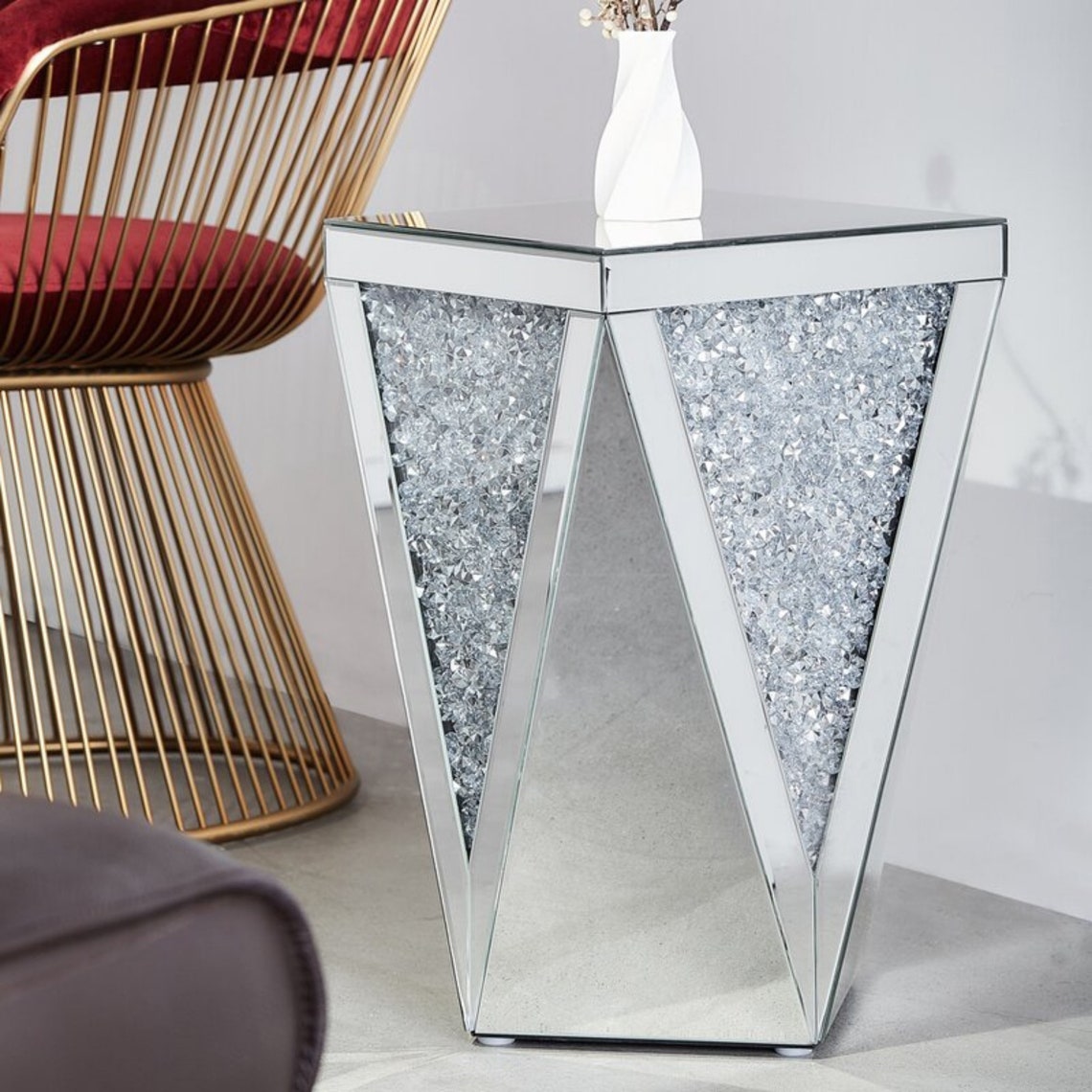 GATSBY Style Diamond Crystal Inlay End Table to BLING Your Etsy