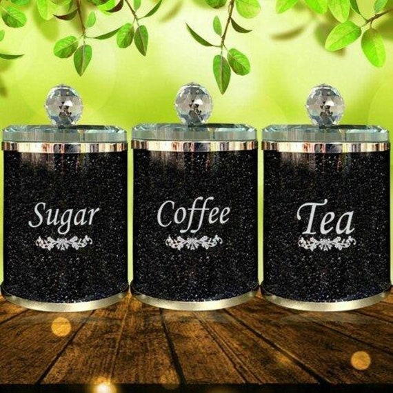 Home & Living Jars & Containers Kitchen & Dining Crushed Diamond Crystal Filled Tea Coffee Sugar