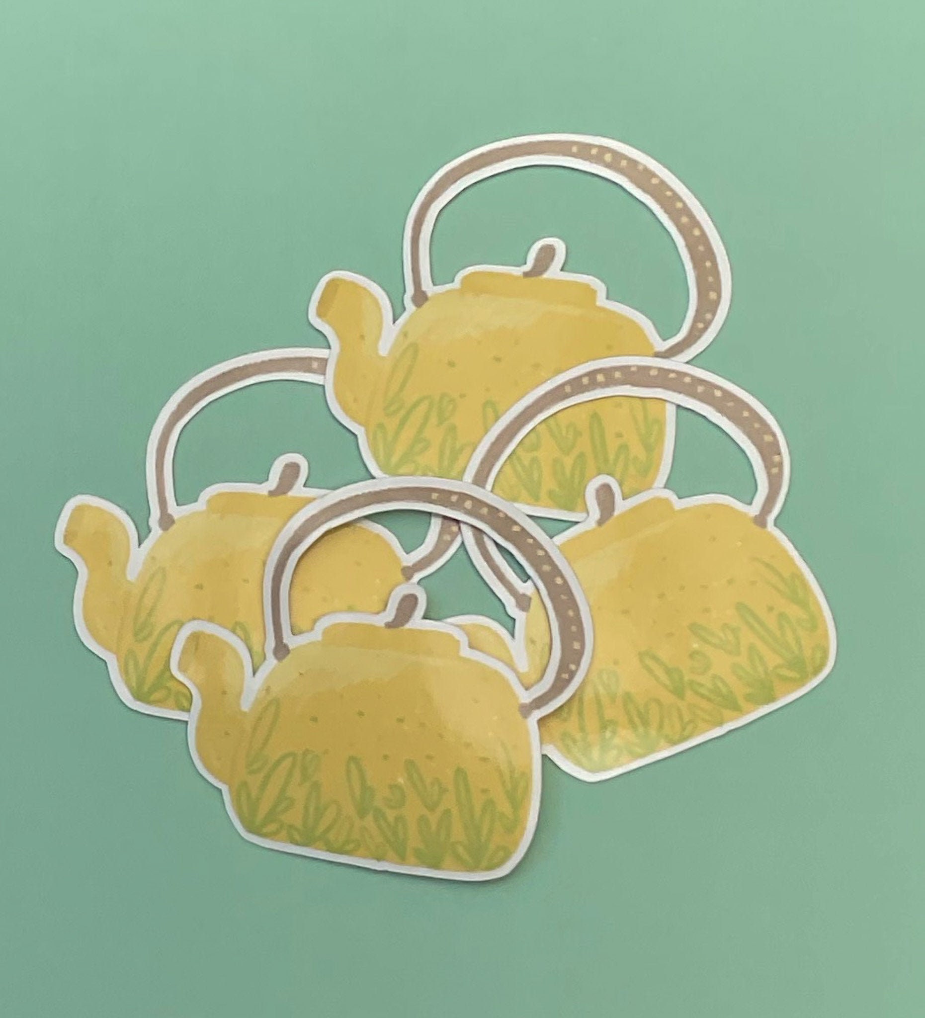 Yellow teapot sticker VINYL Etsy